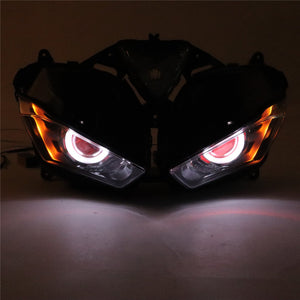 Front Motorcycle Headlight Red Angel Eye Fit Yamaha 2014-2018 YZF R25 R3