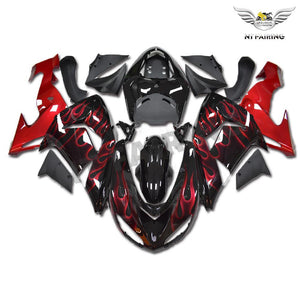 NT Europe Aftermarket Injection ABS Plastic Fairing Fit for Kawasaki ZX10R 2006-2007 Black Red Flame